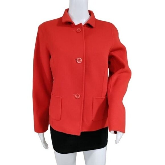 NWT Talbots Long Sleeve Wool Blend Button Down Blazer Jacket Red Women's Size 4 - Picture 2 of 14